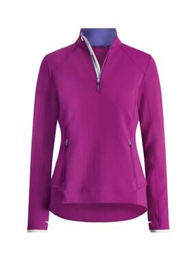 Zero Restriction Sofia Z500 Performance Quarter Zip Top Purple M Tree On Sleeve